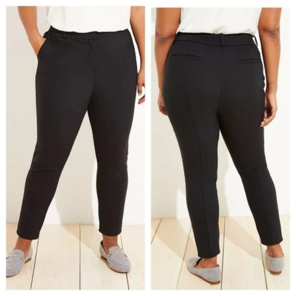 NWT Ann Taylor LOFT Marisa Straight Black Trouser Pant CLassic Belt Loops Sz 16 - Picture 1 of 10